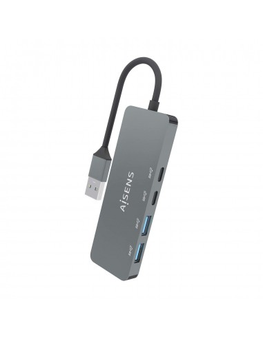 HUB AISENS USB 3.2 GEN2 10G A M-2xTIPO C H-2xUSB-A H 15CM GRIS