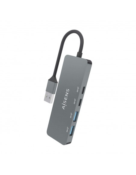 HUB AISENS USB 3.2 GEN2 10G A M-2xTIPO C H-2xUSB-A H 15CM GRIS