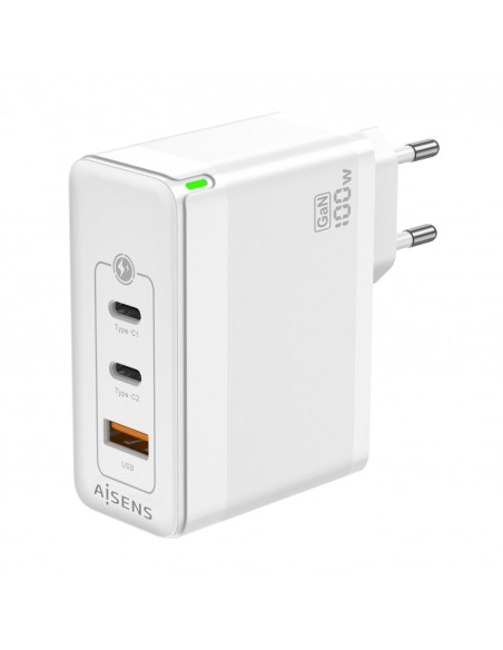 CARGADOR GAN AISENS 100W 2XUSB-C PD3.0 QC4.0 QC5.0 1XUSB-A QC3.0 BLANCO