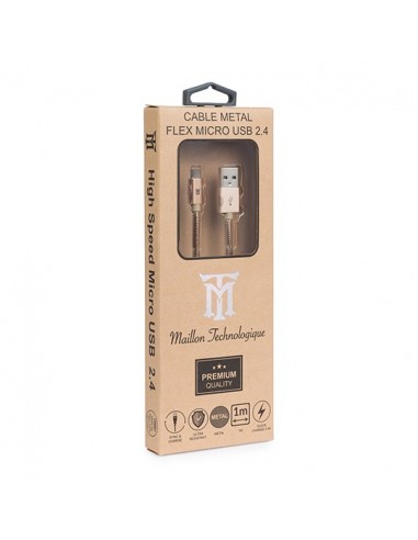 CABLE MAILLON PREMIUM MICRO USB 2.4 METAL DORADO 1M