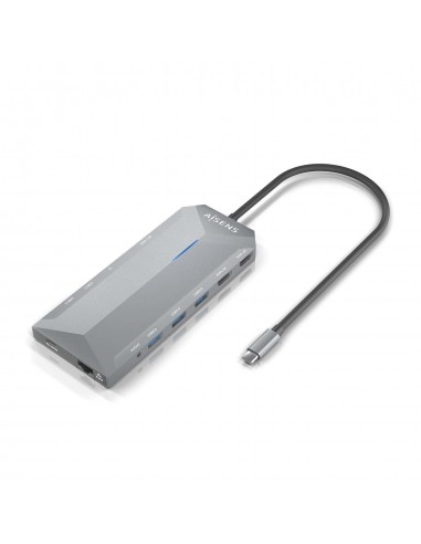 USB-C DOCK AISENS 12 EN 1 2xHDMI 4K RJ45 3xUSB-A 2xUSB-C 1xUSB-C PD 15CM