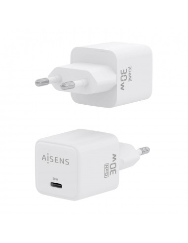 CARGADOR AISENS GAN 30W 1XUSB-C PD3.0 QC4.0 BLANCO