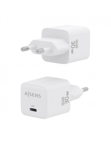 CARGADOR AISENS GAN 30W 1XUSB-C PD3.0 QC4.0 BLANCO