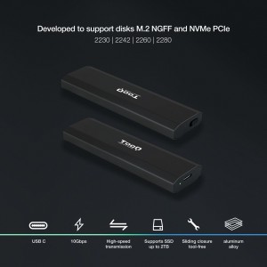 CAJA EXTERNA TOOQ SSD M.2 NGFF NVMe NEGRO 2