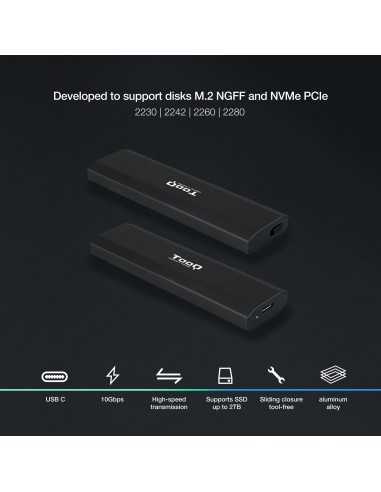CAJA EXTERNA TOOQ SSD M.2 NGFF NVMe NEGRO