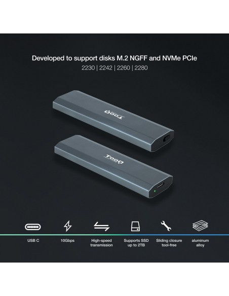 CAJA EXTERNA TOOQ SSD M.2 NGFF NVMe GRIS