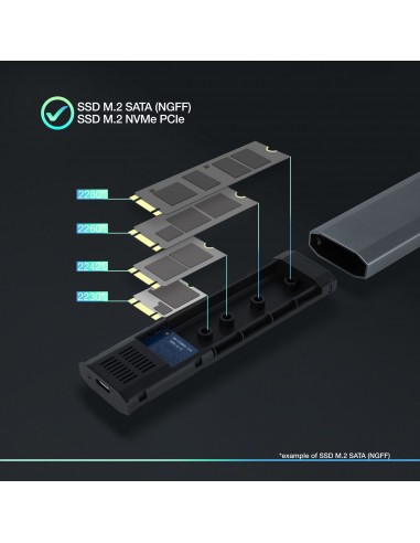 CAJA EXTERNA TOOQ SSD M.2 NGFF NVMe GRIS