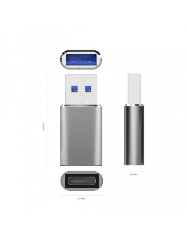 MINI ADAPTADOR AISENS USB 3.2 GEN2 USB 2.03A USB-C H-A M GRIS