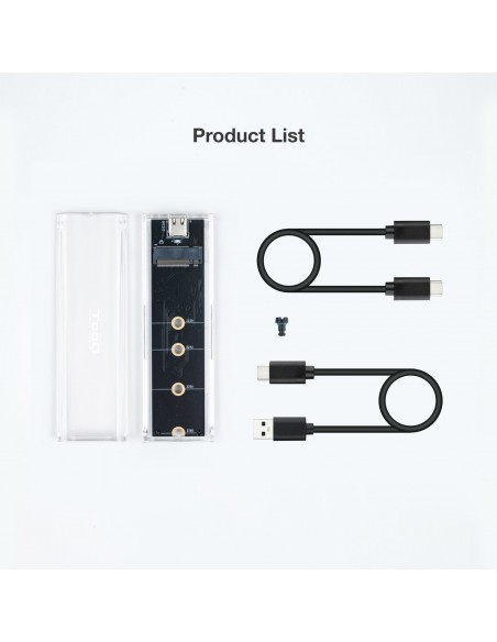 CAJA TOOQ EXT. M.2 NGFF NVME USB3.1 GEN2 USB-C RGB TRAN