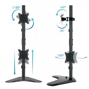 SOPORTE MESA TOOQ 2 PANTALLAS VERTICALES 17"-32" NEGRO 2