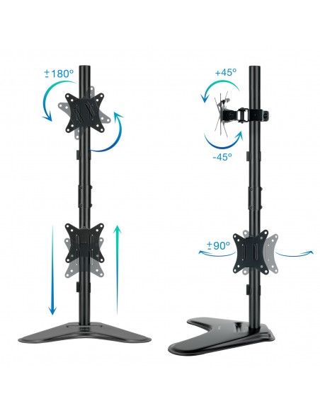 SOPORTE MESA TOOQ 2 PANTALLAS VERTICALES 17"-32" NEGRO