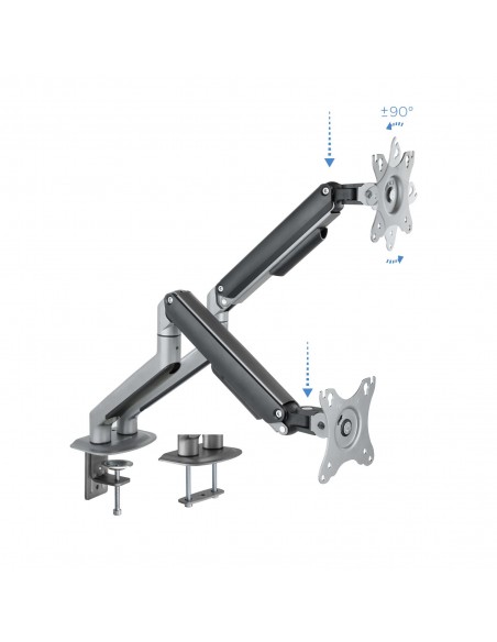 SOPORTE MESA TOOQ 2 PANTALLAS 17"-32" GRIS NEGRO