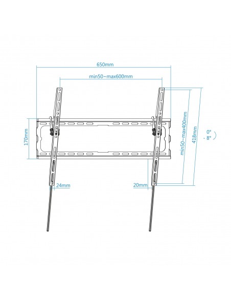 SOPORTE PARED TV TOOQ LP1081T-B NEGRO 37-80" MAX 45 KG