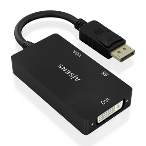 CABLE CONVERSOR AISENS DISPLAYPORT V1.2 A VGA DVI HDMI 4K NEGRO 15CM