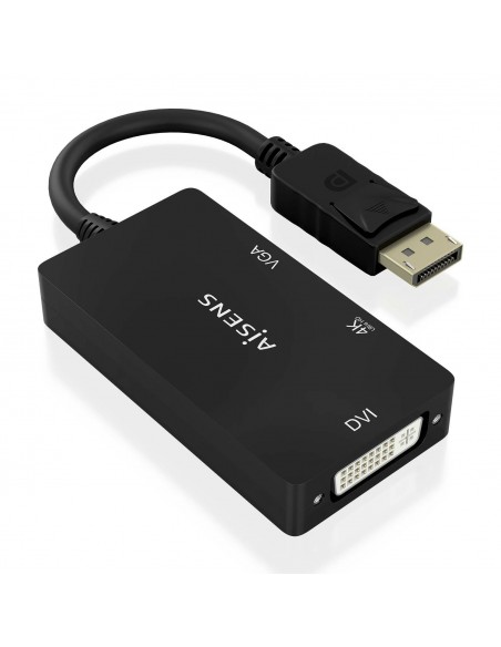 CABLE CONVERSOR AISENS DISPLAYPORT V1.2 A VGA DVI HDMI 4K NEGRO 15CM