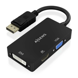 CABLE CONVERSOR AISENS DISPLAYPORT V1.2 A VGA DVI HDMI 4K NEGRO 15CM 2
