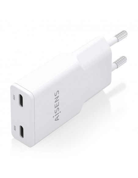 CARGADOR AISENS GAN ULTRA DELGADO 30W 2XUSB-C PD3.0 QC4.0 BLANCO