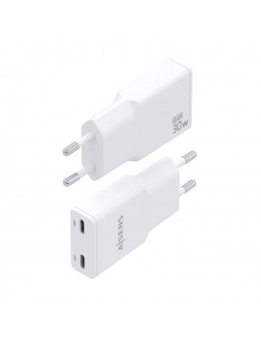 CARGADOR AISENS GAN ULTRA DELGADO 30W 2XUSB-C PD3.0 QC4.0 BLANCO