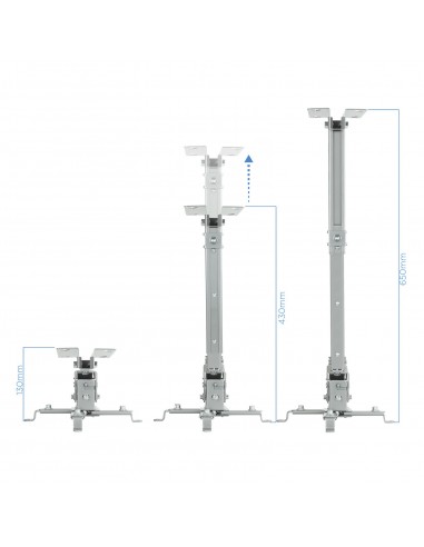 SOPORTE TECHO PROYECTOR TOOQ PJ2012T-SPLATA 130 430 - 650 mm MAX 20 KG