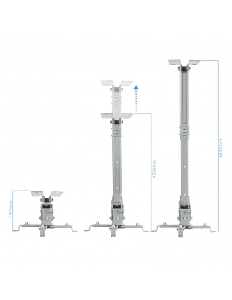 SOPORTE TECHO PROYECTOR TOOQ PJ2012T-SPLATA 130 430 - 650 mm MAX 20 KG