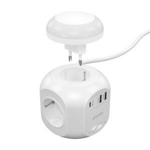 REGLETA ENCHUFES AISENS 4 TOMAS + 1XUSB-C 20W PD3.0 2XUSB-A 18W QC3.0 LUZ 1.8M 2
