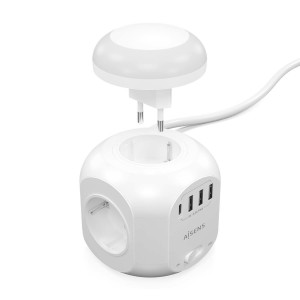 REGLETA ENCHUFES AISENS 4 TOMAS + 1XUSB-C 3XUSB-A LUZ NOCTURNA 1.8M BLANCO 2