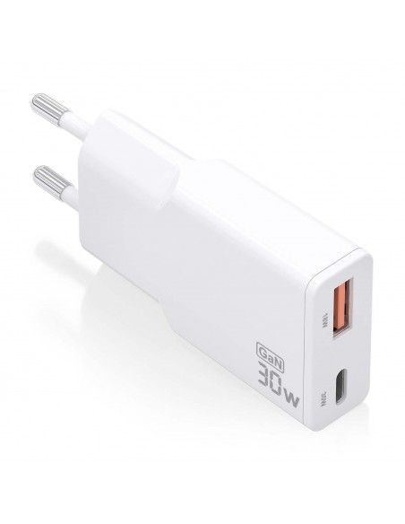 CARGADOR AISENS GAN ULTRA DELGADO 30W USB-C PD3.0 QC4.0 USB-A QC3.0