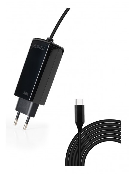 CARGADOR TOOQ PORTATIL GAN USB-C PD 100W CUBICO NEGRO