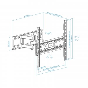 SOPORTE PARED PANTALLAS 32-70" GIRA INCLI NEGRO 2