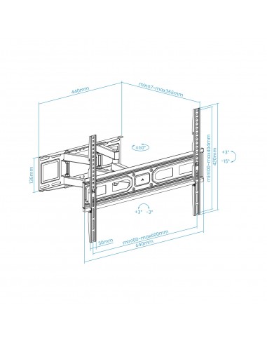 SOPORTE PARED PANTALLAS 37-80" GIRA INCLI NEGRO