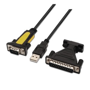 CONVERSOR AISENS USB A SERIE A M-RS232 DB9 M DB25 M NEGRO 1.8M