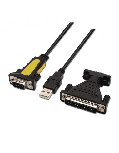 CONVERSOR AISENS USB A SERIE A M-RS232 DB9 M DB25 M NEGRO 1.8M