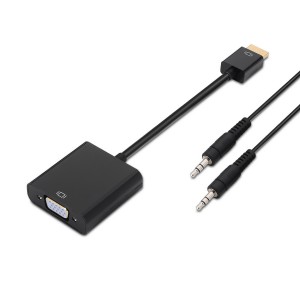 CONVERSOR AISENS HDMI A M-SVGA H+JACK 3.5 H NEGRO 10CM+1.0M