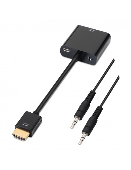 CONVERSOR AISENS HDMI A M-SVGA H+JACK 3.5 H NEGRO 10CM+1.0M