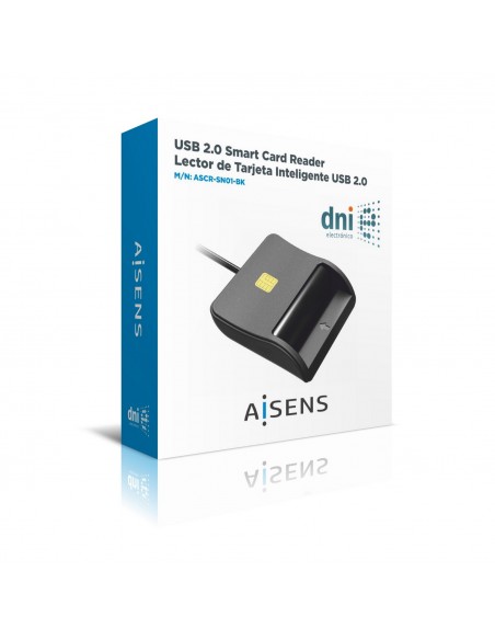 LECTOR DE TARJETA AISENS INTELIGENTE DNI NEGRO