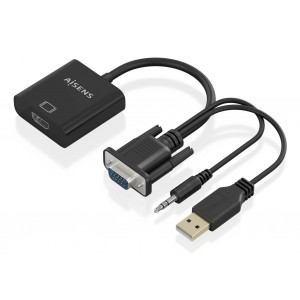 CABLE CONVERSOR AISENS SVGA M+JACK 3.5 M+USB-A M A HDMI A H 20CM