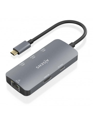 HUB AISENS USB-C DOCK 6 EN 1 USB-C A 1XHDMI 1XRJ45 3XUSB-A USB-C PD 15CM