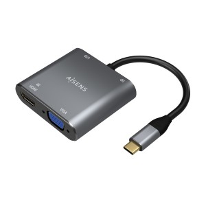 CABLE CONVERSOR AISENS USB-C A VGA HDMI 4K USB3.0 USB-C PD GRIS 15CM