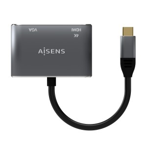 CABLE CONVERSOR AISENS USB-C A VGA HDMI 4K GRIS 15CM 2