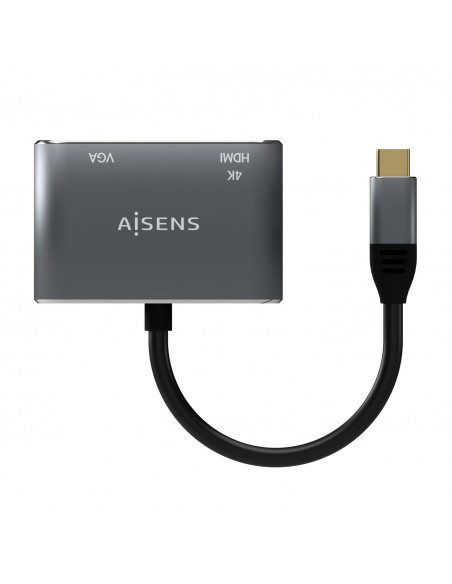 CABLE CONVERSOR AISENS USB-C A VGA HDMI 4K GRIS 15CM