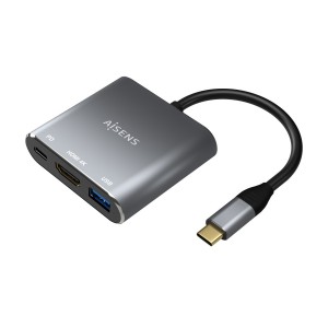 CABLE CONVERSOR AISENS USB-C A HDMI USB-C PD USB 3.0 TIPO-A GRIS 15CM