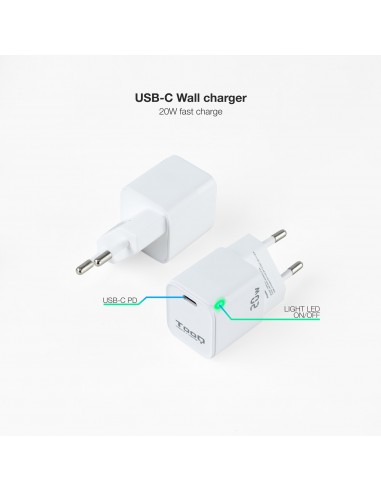 CARGADOR DE PARED TOOQ USB-C PD 20W