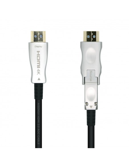 CABLE HDMI AISENS V2.0 OPTICO ACTIVO AOC DESMONTABLE 4K60HZ M M 20M NEGRO