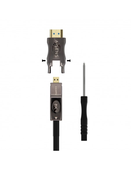CABLE HDMI AISENS V2.1 OPTICO ACTIVO AOC DESMONTABLE 8K60HZ M M 15M NEGRO