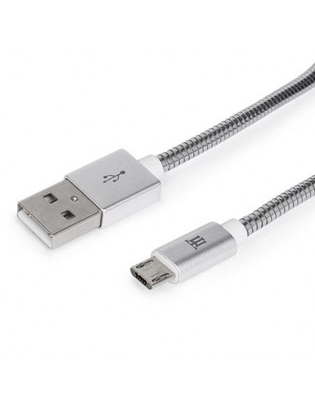 CABLE MAILLON PREMIUM MICRO USB 2,4 METAL PLATEADO 1M