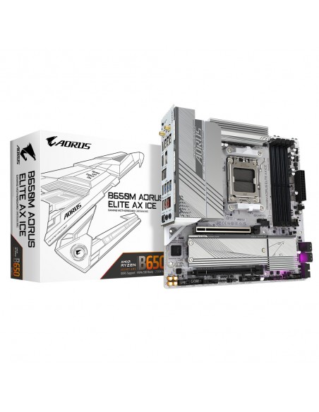 PLACA BASE GIGABYTE B650M A ELITE AX ICE AM5 ATX 4XDDR5