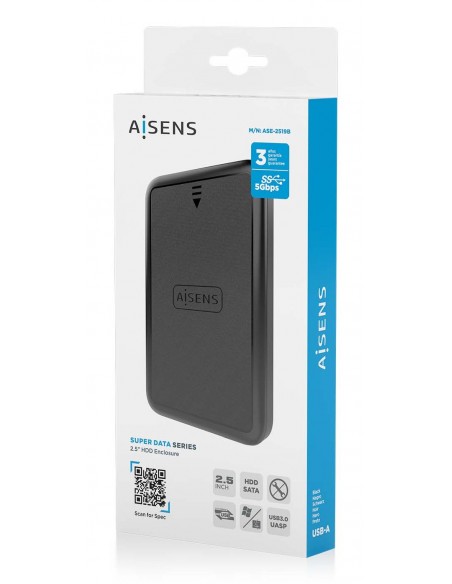 CAJA EXTERNA AISENS 2.5 9.5MM SATA A USB 3.0 USB3.1 GEN1 NEGRA CAJA EXTERNA AISENS 2.5 9.5MM SATA A USB 3.0 USB3.1 GEN1 NEGRA