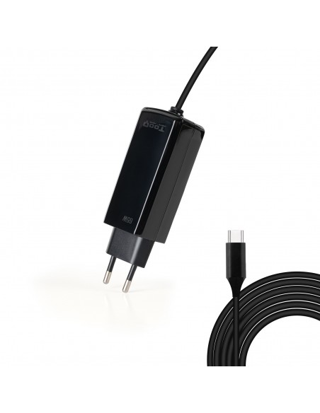 CARGADOR TOOQ PORTATIL GAN USB-C PD 65W CUBICO NEGRO