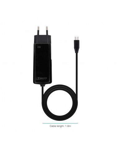 CARGADOR TOOQ PORTATIL GAN USB-C PD 65W CUBICO NEGRO