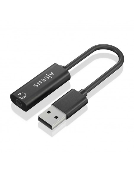 CONVERSOR AISENS USB-A A AUDIO 48KHZ USB-A M-JACK 3.5 H NEGRO 10CM